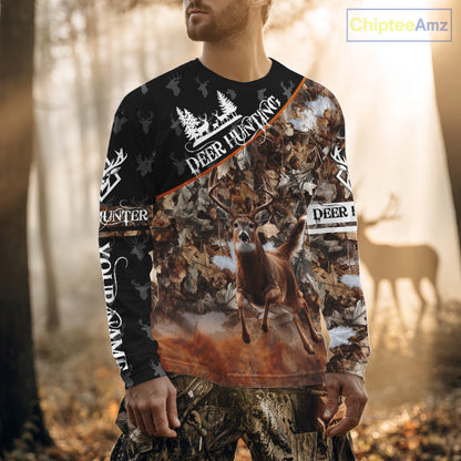 Best Whitetail Deer Hunting Shirt Black Brown Forest Camo 3D All Over Print For Deer Hunters NHT55