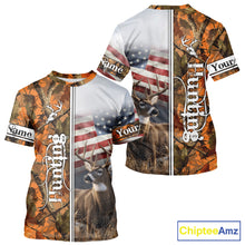 Load image into Gallery viewer, Custom Camouflage Deer Hunting With US Flag For Men, Hoodie Hunting Shirt NHT323