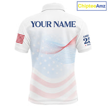 Load image into Gallery viewer, Personalized America 250 Years Shirt Custom Name Patriotic USA Stars Men's Polo Golf Shirt NHT983 - Men's Long Sleeve Polo...