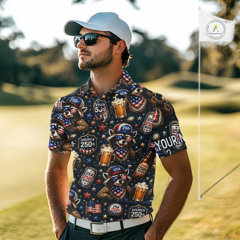 Man wearing a patterned shirt on a golf course
