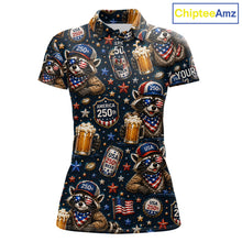 Load image into Gallery viewer, Personalized Women's Patriotic Raccoon Shirt Custom Name USA 250 Years Polo Funny Beer &amp; Golf Lover Gift NHT985 - Women's ...
