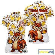 Load image into Gallery viewer, Custom Funny Squirrel Women's Golf Polo Shirts - Personalized Beer Lover Performance Jersey