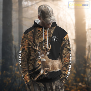 Whitetail Deer Hunting Black Brown Camo 3D All Over Print, Hunting Clothes for Deer Season NHT261