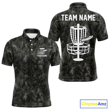 Camo Forest Disc Golf Polo Shirt Custom Name – Forest Camouflage Performance Polo Shirt NHT835