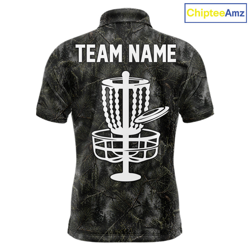 Camo Forest Disc Golf Polo Shirt Custom Name – Forest Camouflage Performance Polo Shirt NHT835