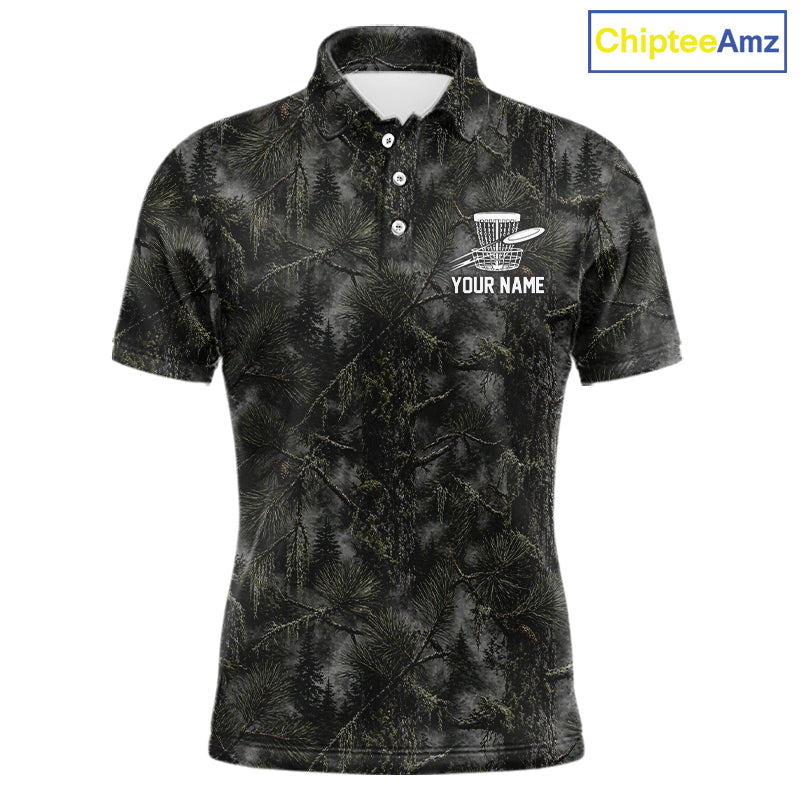 Camo Forest Disc Golf Polo Shirt Custom Name – Forest Camouflage Performance Polo Shirt NHT835