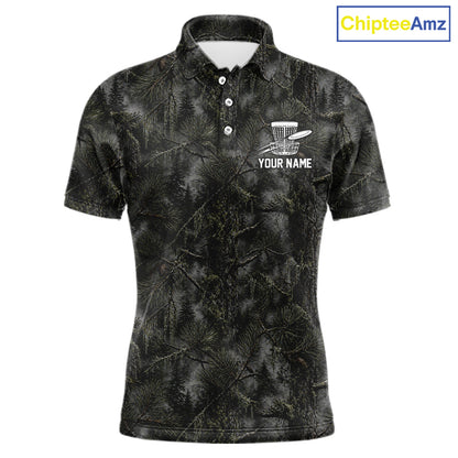 Camo Forest Disc Golf Polo Shirt Custom Name – Forest Camouflage Performance Polo Shirt NHT835