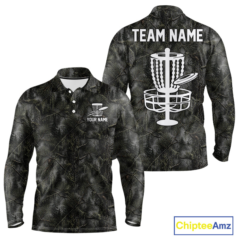 Camo Forest Disc Golf Polo Shirt Custom Name – Forest Camouflage Performance Polo Shirt NHT835
