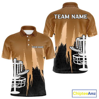 Mens Disc Golf Polo Shirts Custom Brown Gradient Grunge, Team Disc Golf Apparel Shirt NHT836