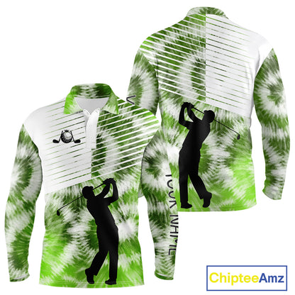 White And Green Mens Tie Dye Golf Polo Shirts Custom Golf Human Golf Team Polo Shirts NHT622