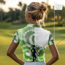 Load image into Gallery viewer, White And Green Womens Tie Dye Golf Polo Shirts Custom Golf Human Golf Team Polo Shirts NHT622