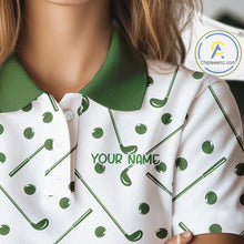 Load image into Gallery viewer, Custom Green &amp; White Funny Duck Golf Shirt For Womens, Golf Jersey Pattern For Womens NHT625