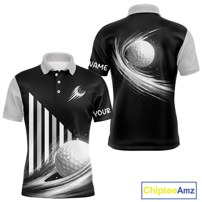 Personalized Gray Golf Polos Shirts For Mens Custom Golf Ball Clubs, Best Golf Gift For Golfer NHT627