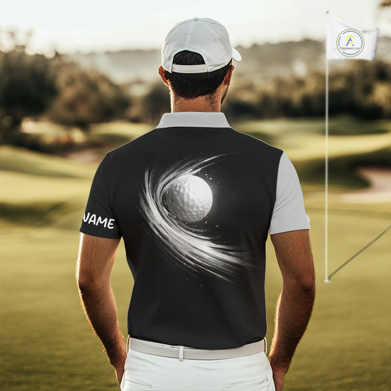 Personalized Gray Golf Polos Shirts For Mens Custom Golf Ball Clubs, Best Golf Gift For Golfer NHT627