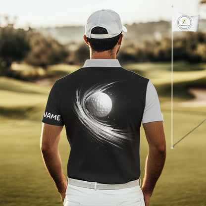 Personalized Gray Golf Polos Shirts For Mens Custom Golf Ball Clubs, Best Golf Gift For Golfer NHT627