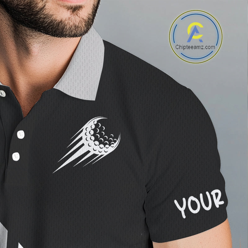 Personalized Gray Golf Polos Shirts For Mens Custom Golf Ball Clubs, Best Golf Gift For Golfer NHT627