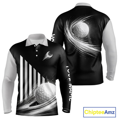 Personalized Gray Golf Polos Shirts For Mens Custom Golf Ball Clubs, Best Golf Gift For Golfer NHT627
