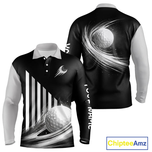Personalized Gray Golf Polos Shirts For Mens Custom Golf Ball Clubs, Best Golf Gift For Golfer NHT627