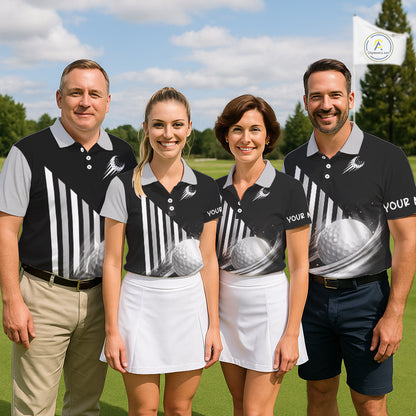 Personalized Gray Golf Polos Shirts For Mens Custom Golf Ball Clubs, Best Golf Gift For Golfer NHT627