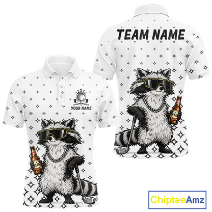 Funny Raccoon Golf Polo Shirt Custom Team Name Personalized Golf Team Polo Gift For Men