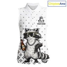 Load image into Gallery viewer, Funny Raccoon Womens Sleeveless Golf Polo Shirt Custom Team Name Personalized Golf Team