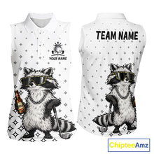 Load image into Gallery viewer, Funny Raccoon Womens Sleeveless Golf Polo Shirt Custom Team Name Personalized Golf Team