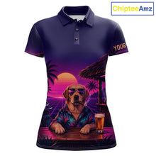 Load image into Gallery viewer, Retro Dog Womens Golf Polo Shirt Personalized Name Summer Beach Beer Golf Shirt Gift For Dog Lover