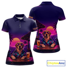 Load image into Gallery viewer, Retro Dog Womens Golf Polo Shirt Personalized Name Summer Beach Beer Golf Shirt Gift For Dog Lover