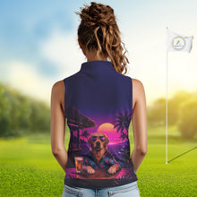 Load image into Gallery viewer, Retro Dog Womens Sleeveless Golf Polo Shirt Personalized Name Summer Beach Beer Golf Shirt Gift For Dog Lover