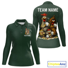 Load image into Gallery viewer, Funny Chicken Womens Golf Polo Shirt Custom Team Name Personalized Golfer Polo Funny Rooster Golf
