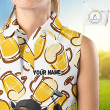 Load image into Gallery viewer, Funny Raccoon Beer Womens Sleeveless Golf Polo Shirt Personalized Name Custom Golf Shirt