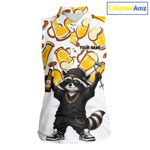 Load image into Gallery viewer, Funny Raccoon Beer Womens Sleeveless Golf Polo Shirt Personalized Name Custom Golf Shirt