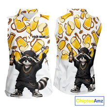 Load image into Gallery viewer, Funny Raccoon Beer Womens Sleeveless Golf Polo Shirt Personalized Name Custom Golf Shirt