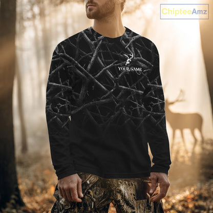 Best Deer Hunting Shirt Black Camo Customize Name 3D All Over Printed Shirts, Hunting Gift NHT82