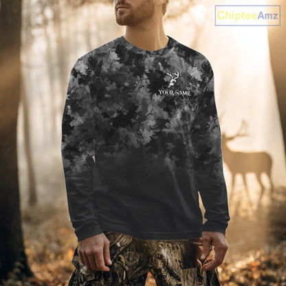 Best Deer Hunting Shirt Black Camouflage Custom Name 3D All Over Printed Shirts Hunting Gift NHT83