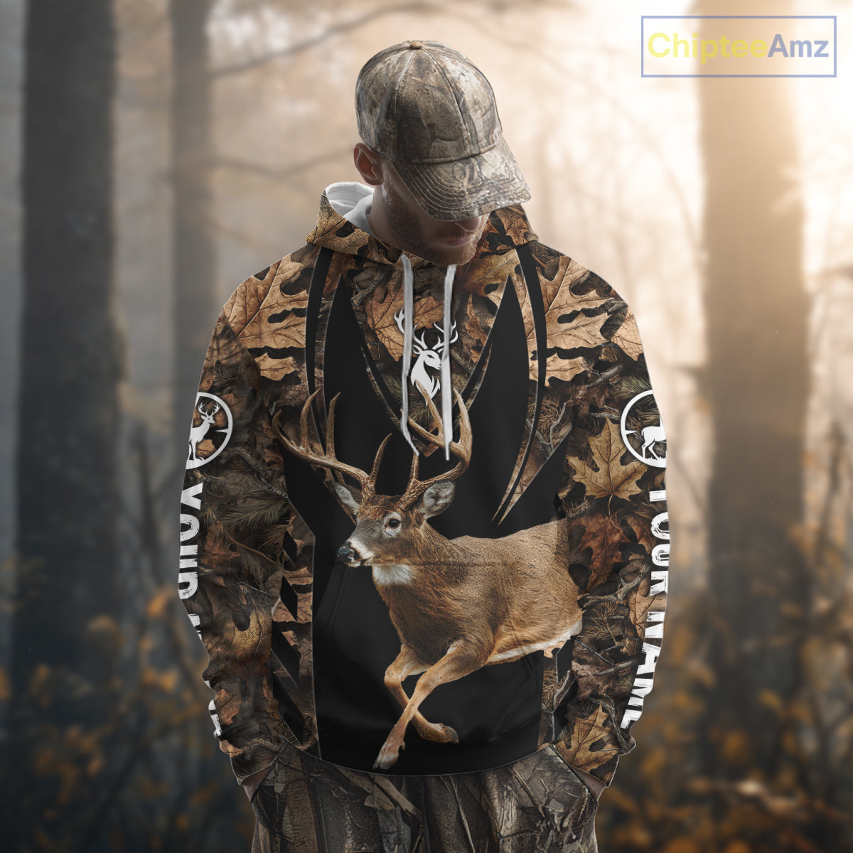 Whitetail Deer Jumping 3D All Over Print Shirts, Personalized Hunting Gifts For Deer Hunters NHT194