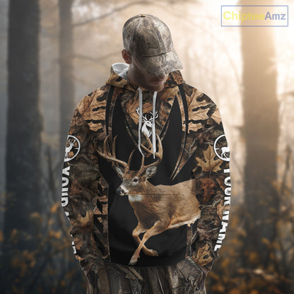 Whitetail Deer Jumping 3D All Over Print Shirts, Personalized Hunting Gifts For Deer Hunters NHT194