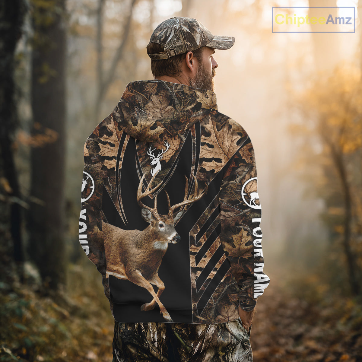 Whitetail Deer Jumping 3D All Over Print Shirts, Personalized Hunting Gifts For Deer Hunters NHT194