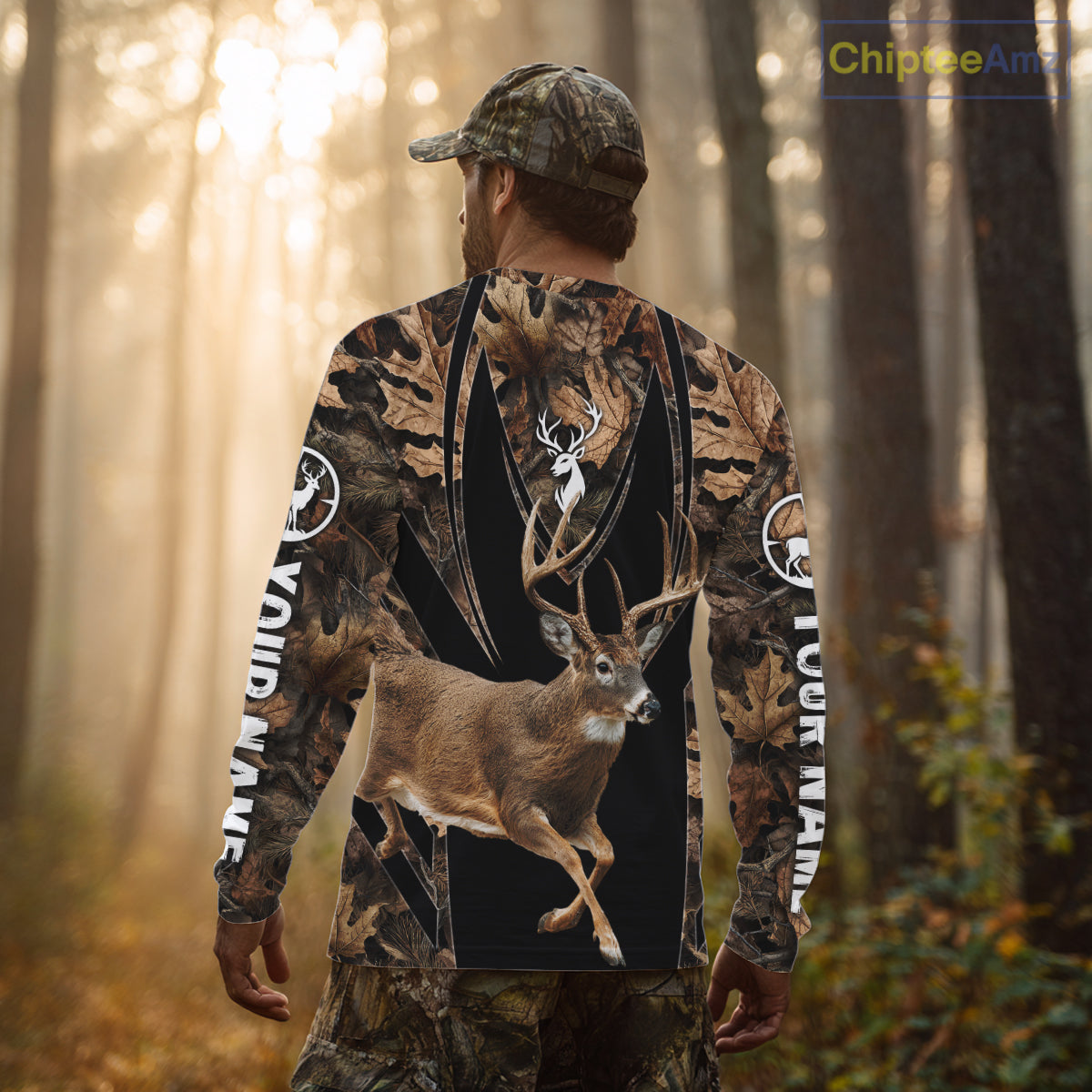 Whitetail Deer Jumping 3D All Over Print Shirts, Personalized Hunting Gifts For Deer Hunters NHT194