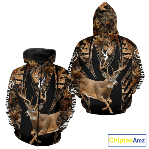 Whitetail Deer Jumping 3D All Over Print Shirts, Personalized Hunting Gifts For Deer Hunters NHT194
