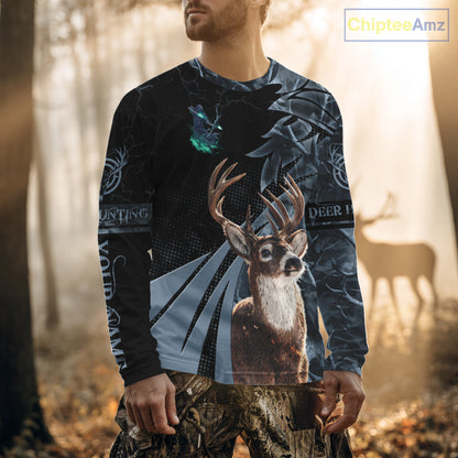 Deer Hunting Dark Blue Camo Grim Reaper Custom Name 3D All Over Print Shirts Gift For Hunters NHT84