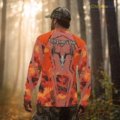 Deer Hunting Shirt Orange Camo 3D All Over Print Buck Head Custom Name Hunting Clothes NHT87