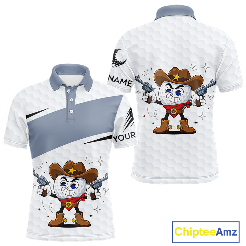 Funny Mens Golf Polo Shirts Custom Cowboy Golf Ball Golf Outfits, Best Golf Gifts NHT860