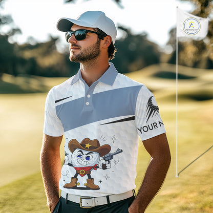 Funny Mens Golf Polo Shirts Custom Cowboy Golf Ball Golf Outfits, Best Golf Gifts NHT860