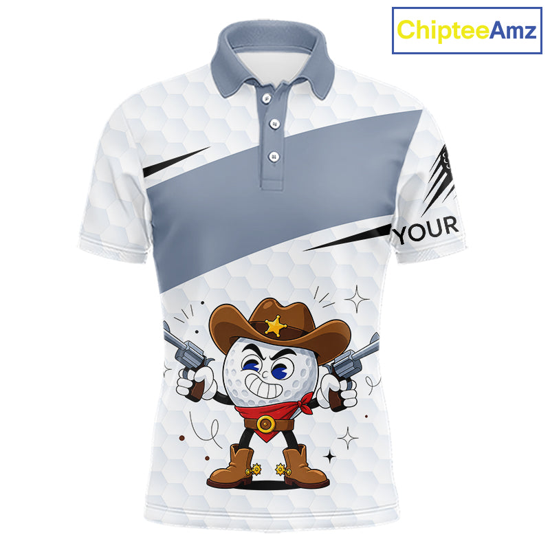 Funny Mens Golf Polo Shirts Custom Cowboy Golf Ball Golf Outfits, Best Golf Gifts NHT860