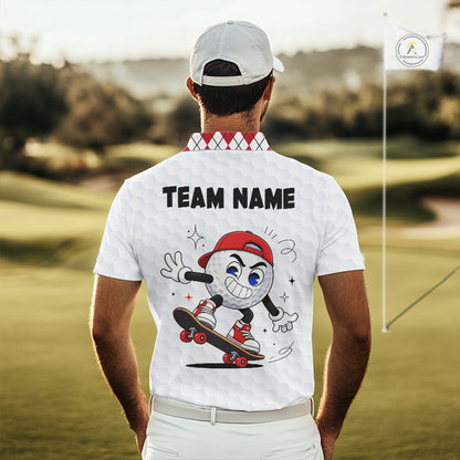Mens Golf Polo Shirt Argyle Pattern Golf Shirts For Mens Funny Golf Ball Shirt Gifts|Red  NHT861