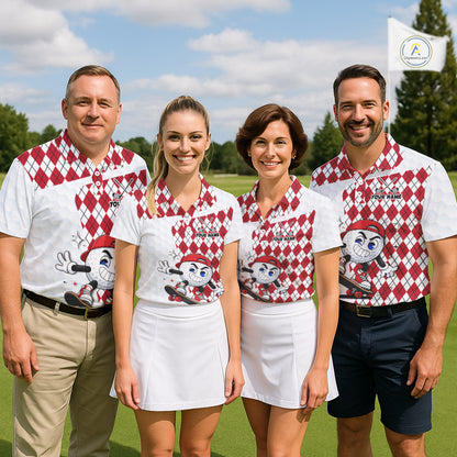 Mens Golf Polo Shirt Argyle Pattern Golf Shirts For Mens Funny Golf Ball Shirt Gifts|Red  NHT861