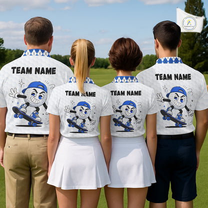 Mens Golf Polo Shirt Argyle Pattern Golf Shirts For Mens Funny Golf Ball Shirt Gifts|Blue NHT862