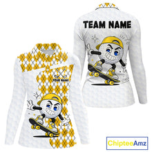 Load image into Gallery viewer, Womens Golf Polo Shirt Argyle Pattern Golf Shirts For Womens Funny Golf Ball Shirtgifts|Yellow NHT864