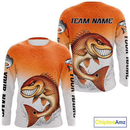 Angry Redfish Fishing Shirts Long Sleeve For Men, Upf Long Sleeve UV Sun Protection Fishing Shirt NHT1310